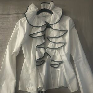 ANNE FONTAINE WHITE WITH BLACK TRIM. SIZE 40